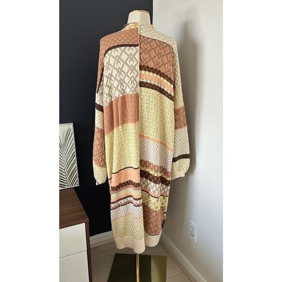 FREE PEOPLE Love and Kisses Patchwork Cardi Pockets Open Front - Picture 14 of 14